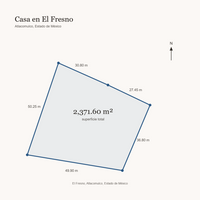 Plano de terreno de 2,371.60 m&sup2; en El Fresno, Atlacomulco