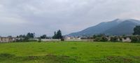 Panorámica total del terreno con fondo montañoso